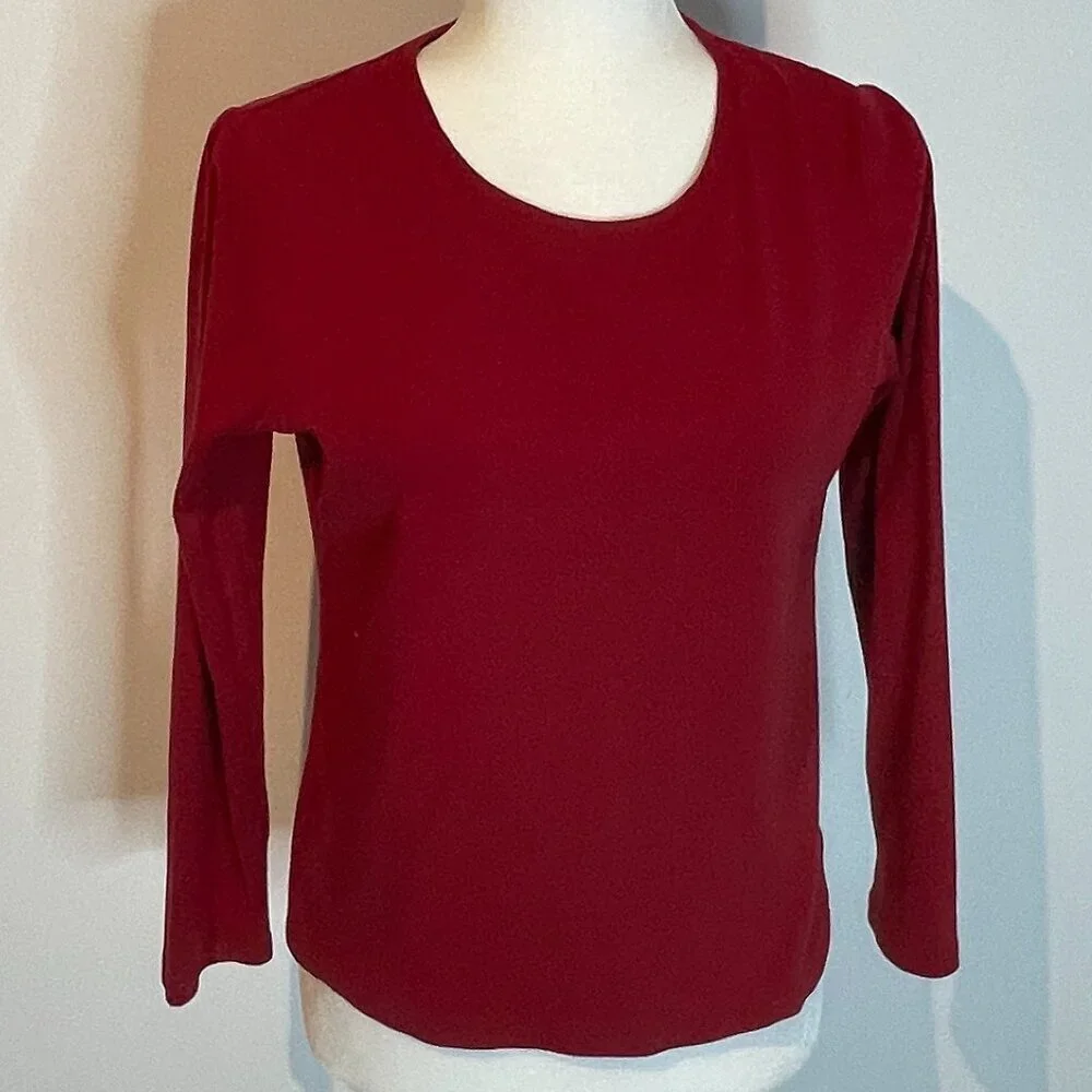 Talbots Petite Red Long Sleeve Shirt size MP